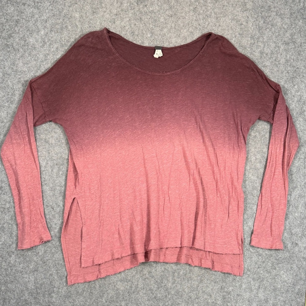 We The Free People Rose Pink Ombre Long Sleeve Slouchy Top Women's Size Small